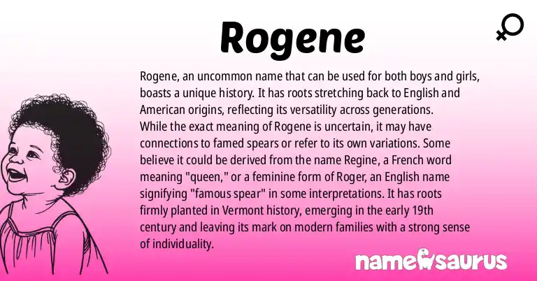 Infographic about Rogene name meaning, Rogene is a name from English, American origin(s).