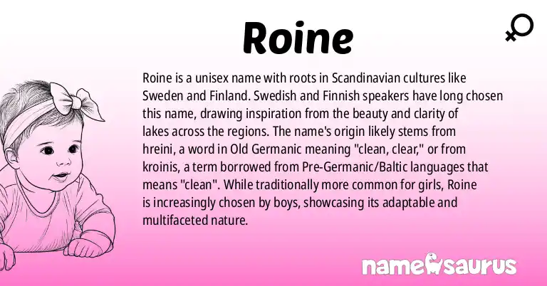 Infographic about Roine name meaning, Roine is a name from Swedish, Finnish origin(s).