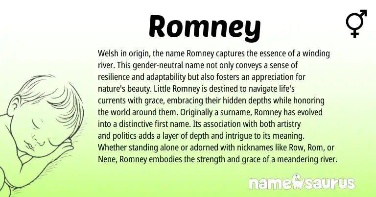 Infographic about Romney name meaning, Romney is a name from Welsh origin(s).