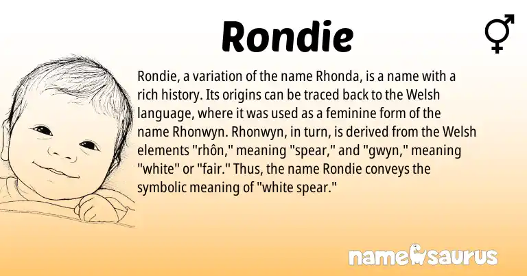Infographic about Rondie name meaning, Rondie is a name from Welsh origin(s).