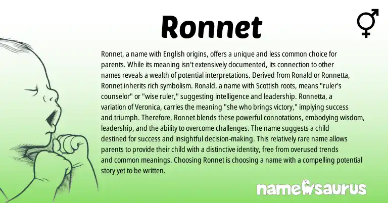 Infographic about Ronnet name meaning, Ronnet is a name from Scottish origin(s).