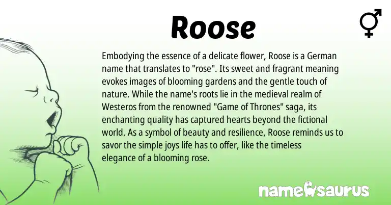 Infographic about Roose name meaning, Roose is a name from German origin(s).