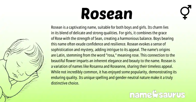 Infographic about Rosean name meaning, Rosean is a name from Other origin(s).