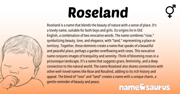 Infographic about Roseland name meaning, Roseland is a name from English origin(s).
