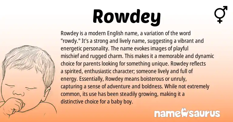 Infographic about Rowdey name meaning, Rowdey is a name from English origin(s).