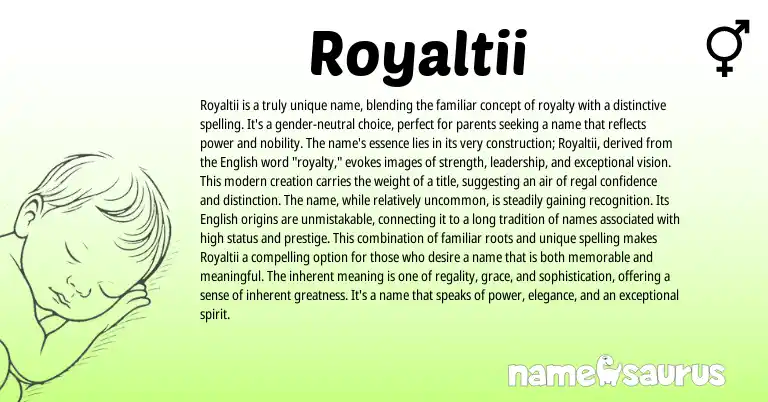 Infographic about Royaltii name meaning, Royaltii is a name from Other origin(s).