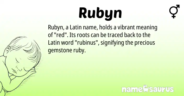 Infographic about Rubyn name meaning, Rubyn is a name from Latin origin(s).