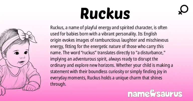 Infographic about Ruckus name meaning, Ruckus is a name from English origin(s).