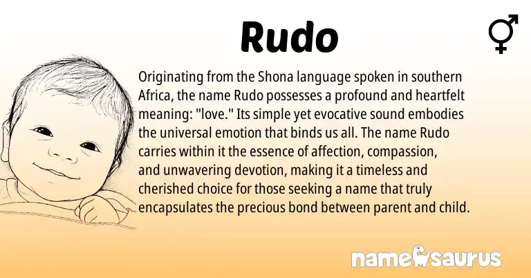 Infographic about Rudo name meaning, Rudo is a name from Shona origin(s).