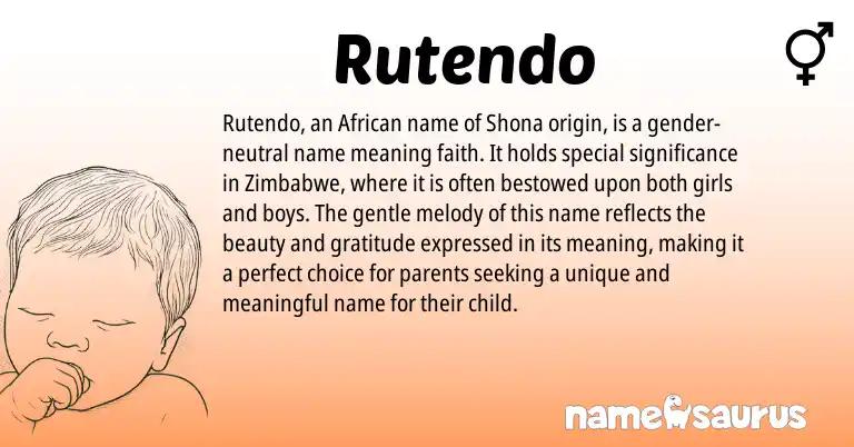 Infographic about Rutendo name meaning, Rutendo is a name from Shona, Zimbabwe, African origin(s).