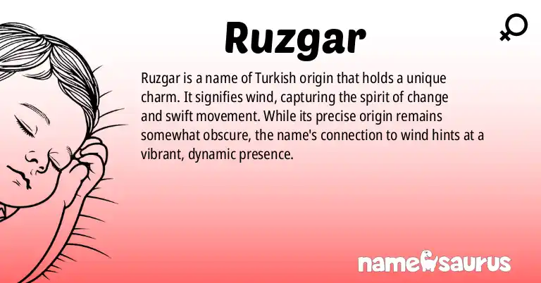 Infographic about Ruzgar name meaning, Ruzgar is a name from Turkish origin(s).