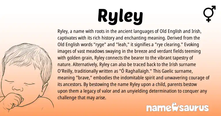 Infographic about Ryley name meaning, Ryley is a name from Irish, Old English, Gaelic origin(s).
