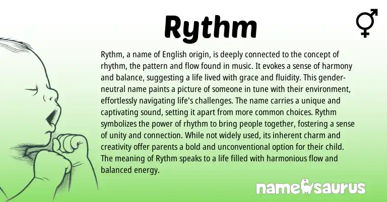 Infographic about Rythm name meaning, Rythm is a name from English origin(s).