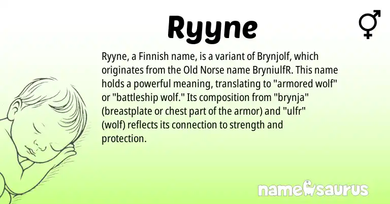 Infographic about Ryyne name meaning, Ryyne is a name from Old Norse, Finnish origin(s).