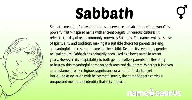 Infographic about Sabbath name meaning, Sabbath is a name from N/A origin(s).