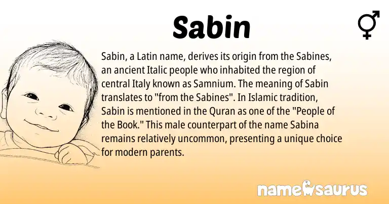 Infographic about Sabin name meaning, Sabin is a name from Latin origin(s).