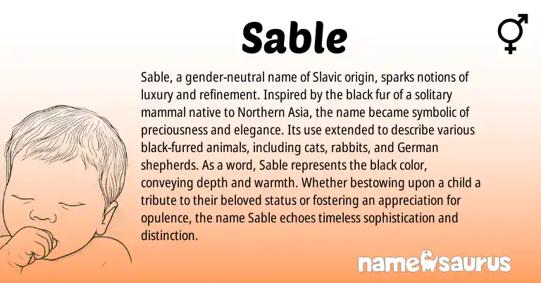 Infographic about Sable name meaning, Sable is a name from Slavic, German origin(s).