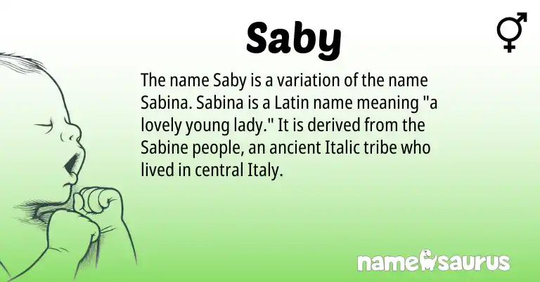 Infographic about Saby name meaning, Saby is a name from Latin origin(s).
