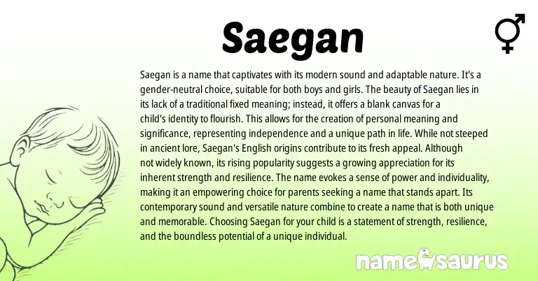 Infographic about Saegan name meaning, Saegan is a name from Other origin(s).