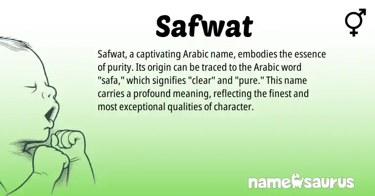 Infographic about Safwat name meaning, Safwat is a name from Arabic origin(s).