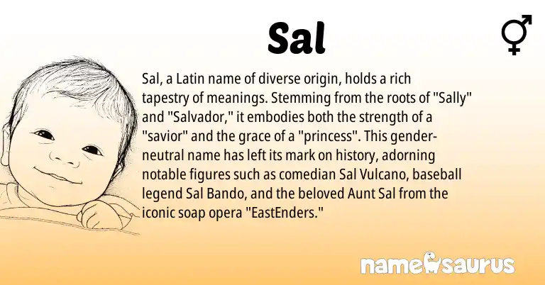Infographic about Sal name meaning, Sal is a name from Latin origin(s).