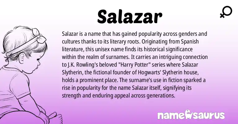 Infographic about Salazar name meaning, Salazar is a name from Literature, Spanish origin(s).