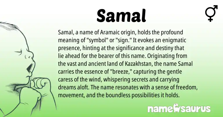 Infographic about Samal name meaning, Samal is a name from Aramaic origin(s).
