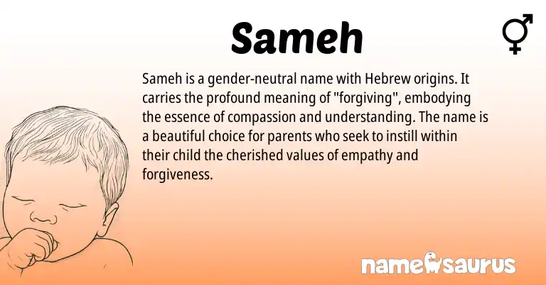 Infographic about Sameh name meaning, Sameh is a name from Hebrew origin(s).