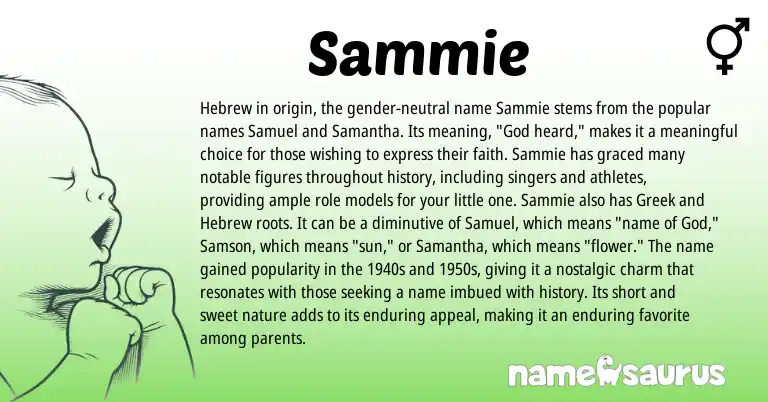 Infographic about Sammie name meaning, Sammie is a name from Hebrew, Greek origin(s).