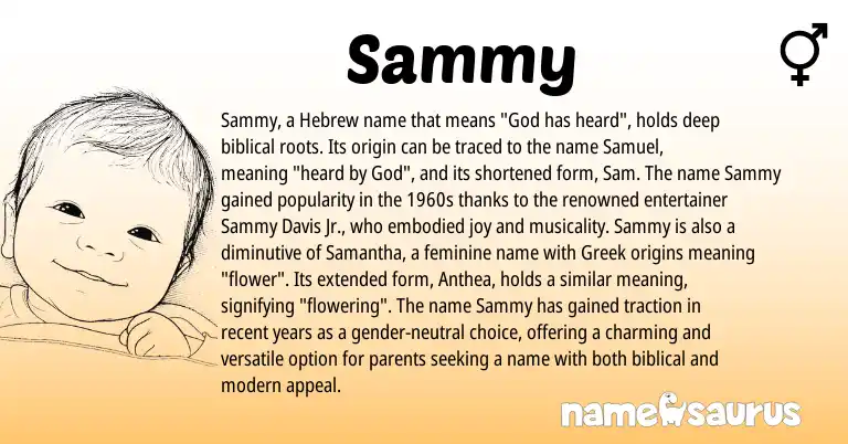 Infographic about Sammy name meaning, Sammy is a name from Hebrew, Greek origin(s).