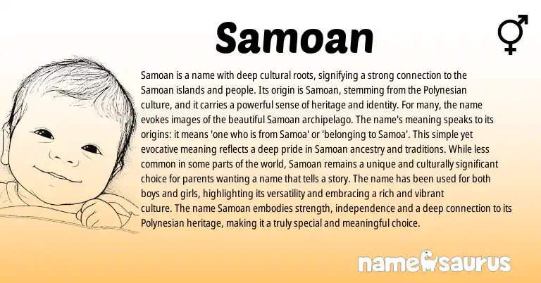 Infographic about Samoan name meaning, Samoan is a name from Samoan origin(s).