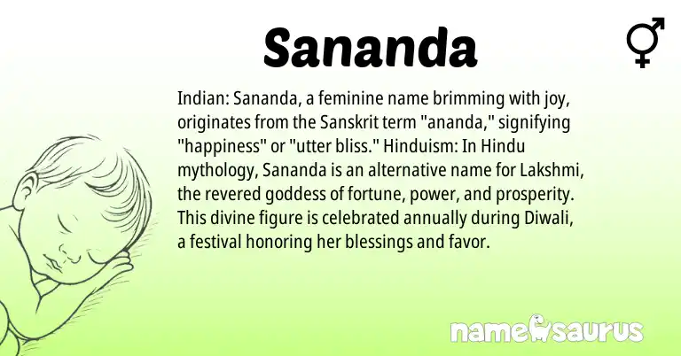 Infographic about Sananda name meaning, Sananda is a name from Hinduism, Sanskrit, Indian, Hindu origin(s).