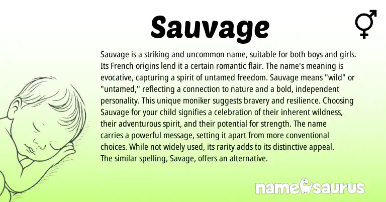 Infographic about Sauvage name meaning, Sauvage is a name from French origin(s).