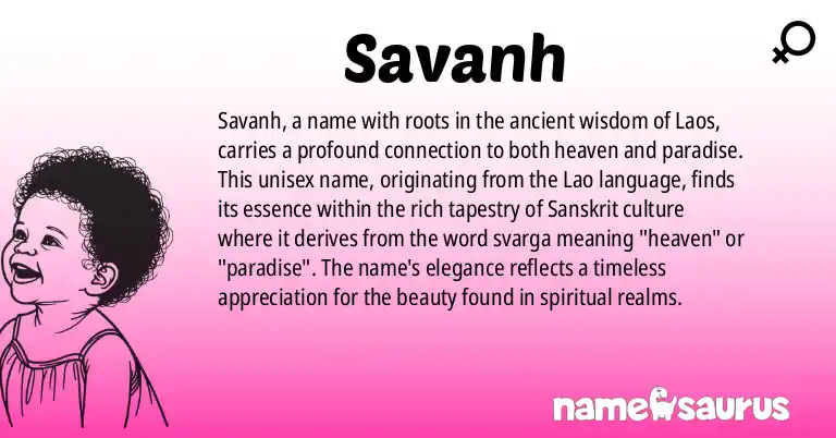 Infographic about Savanh name meaning, Savanh is a name from Lao origin(s).