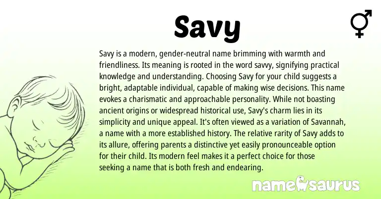 Infographic about Savy name meaning, Savy is a name from Other origin(s).
