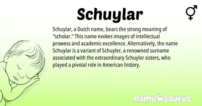 Infographic about Schuylar name meaning, Schuylar is a name from Dutch, American origin(s).