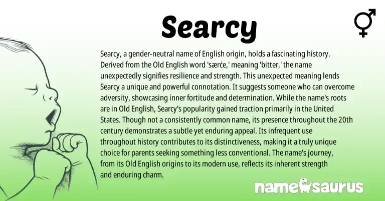 Infographic about Searcy name meaning, Searcy is a name from English origin(s).