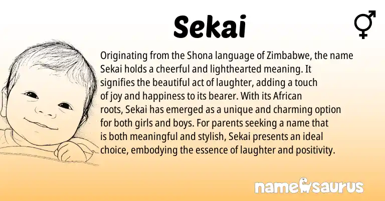 Infographic about Sekai name meaning, Sekai is a name from Shona, African, Zimbabwe origin(s).