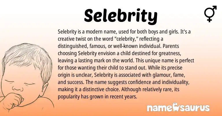 Infographic about Selebrity name meaning, Selebrity is a name from English origin(s).