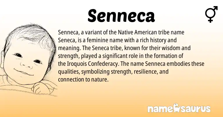 Infographic about Senneca name meaning, Senneca is a name from Native American, Iroquois origin(s).