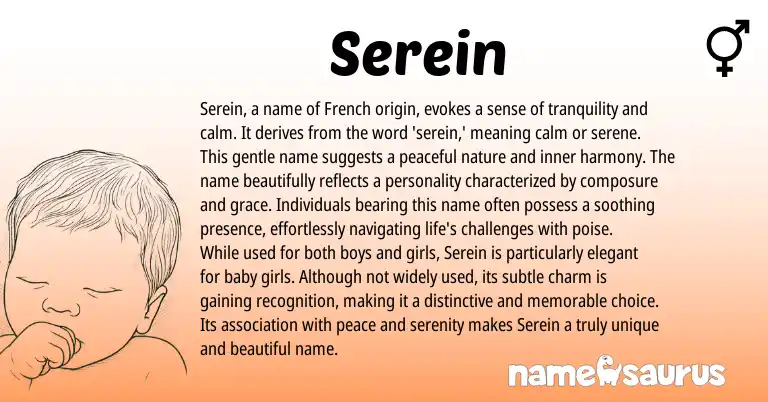 Infographic about Serein name meaning, Serein is a name from French origin(s).