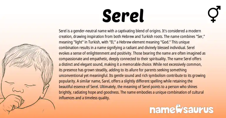 Infographic about Serel name meaning, Serel is a name from Turkish, Hebrew origin(s).