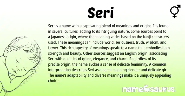Infographic about Seri name meaning, Seri is a name from Nordic, Japanese origin(s).
