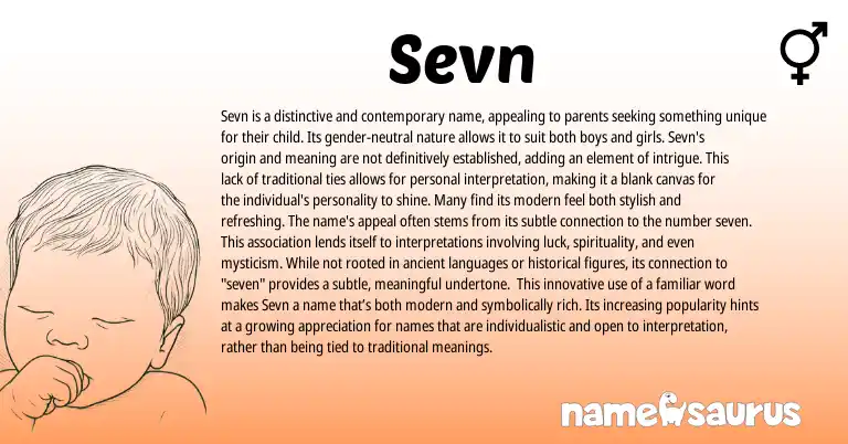 Infographic about Sevn name meaning, Sevn is a name from English origin(s).