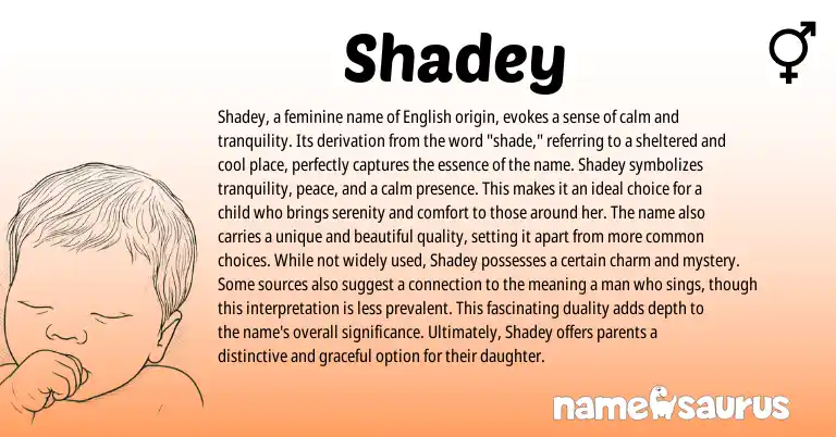 Infographic about Shadey name meaning, Shadey is a name from Arabic, English origin(s).
