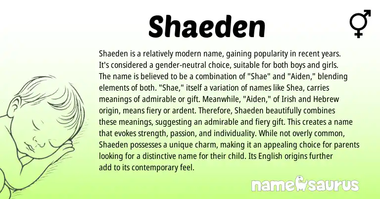 Infographic about Shaeden name meaning, Shaeden is a name from Other origin(s).
