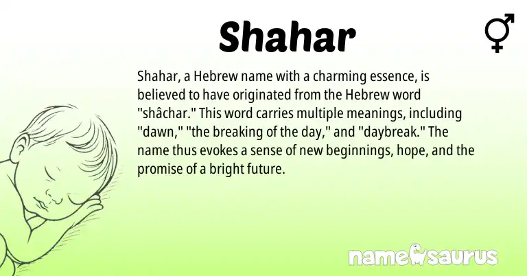 Infographic about Shahar name meaning, Shahar is a name from Hebrew origin(s).