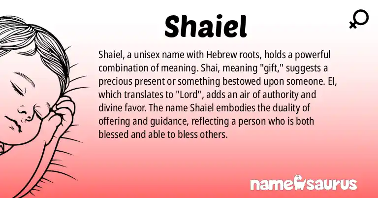 Infographic about Shaiel name meaning, Shaiel is a name from Hebrew origin(s).