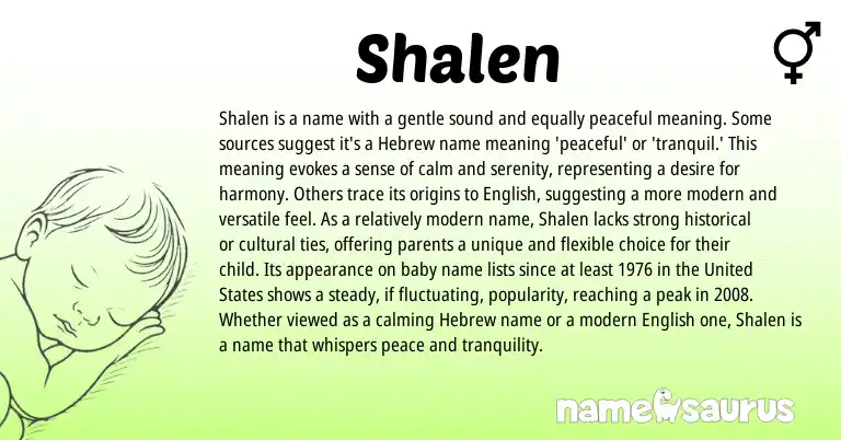 Infographic about Shalen name meaning, Shalen is a name from Persian, Hebrew origin(s).