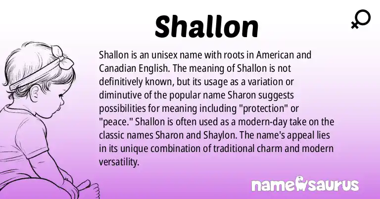 Infographic about Shallon name meaning, Shallon is a name from English (American), English (Canadian) origin(s).